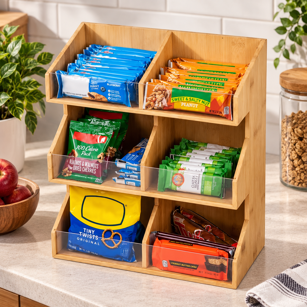 3-Tier Bamboo Coffee Station Organizer