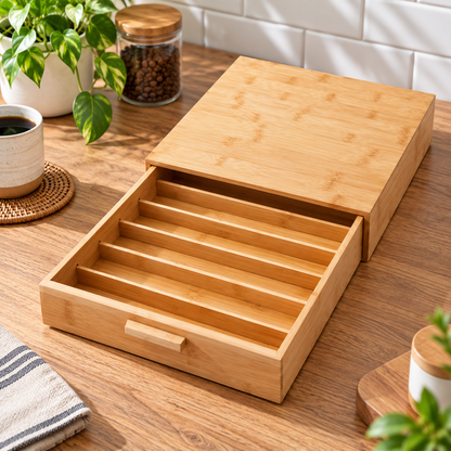 Bamboo Coffee Pod Storage Organizer