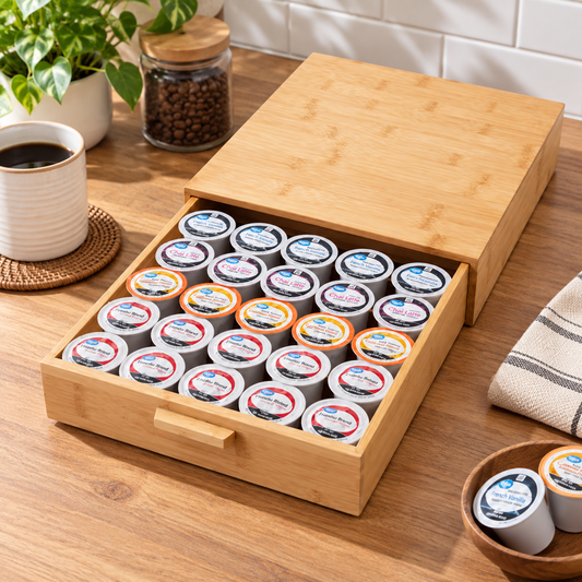 Bamboo Coffee Pod Storage Organizer