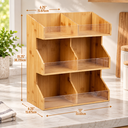 3-Tier Bamboo Coffee Station Organizer