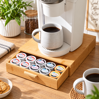 Bamboo Coffee Pod Storage Organizer