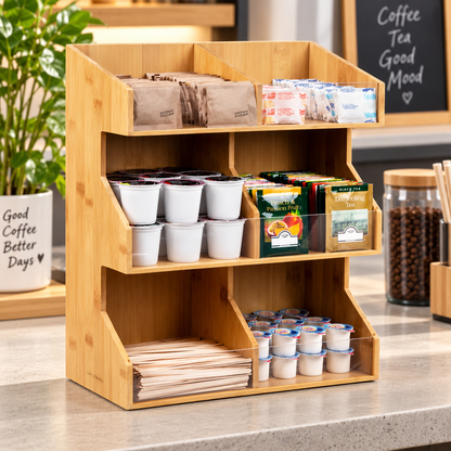 3-Tier Bamboo Coffee Station Organizer